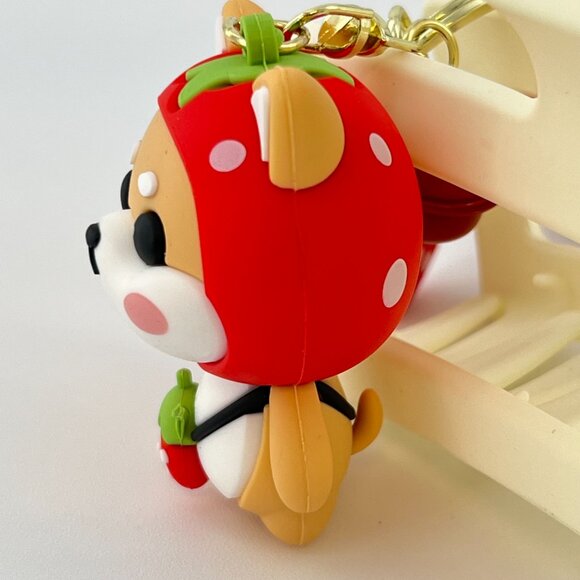 Strawberry Tote Bag J-pop Style with a Cute Red Strawberry Shiba Inu Key - Picture 8 of 10